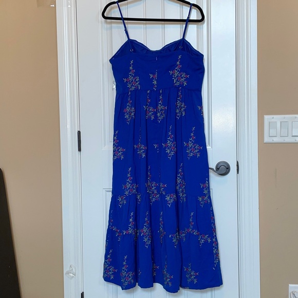 Betsey Johnson 12 Royal Blue Floral Midi Dress with Adjustable Spaghetti Straps - Picture 16 of 16